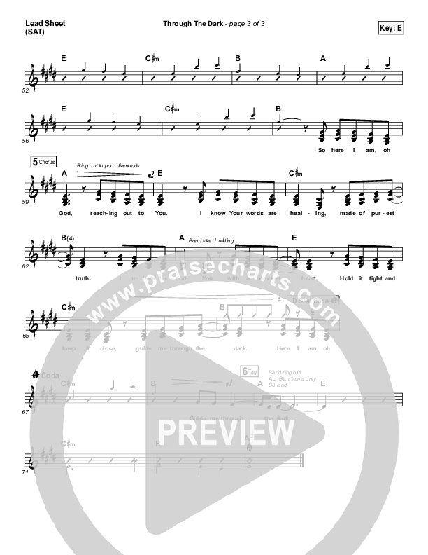 Through The Dark Lead Sheet (SAT) (Madaline Garcia)