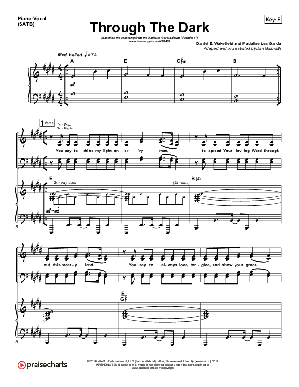 Through The Dark Lead & Piano (Madaline Garcia)