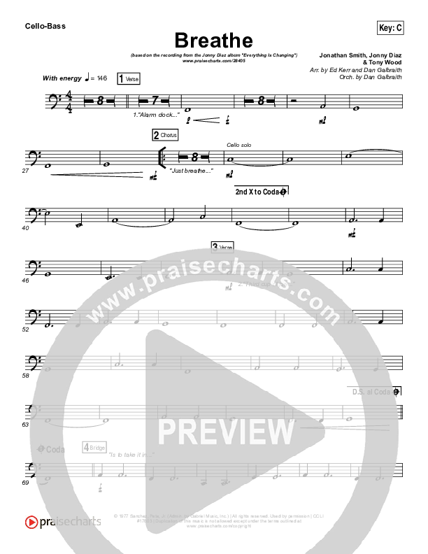 Breathe Cello/Bass (Jonny Diaz)