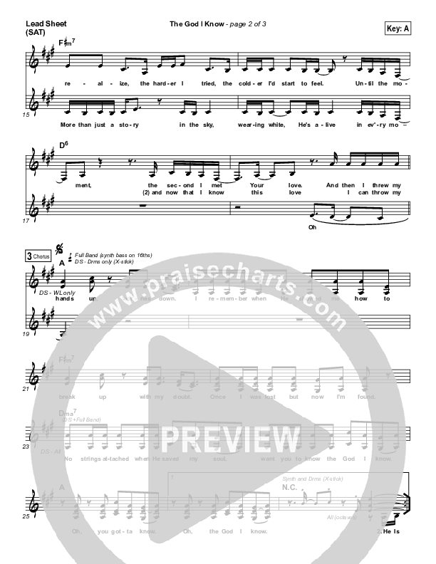 The God I Know Lead Sheet (SAT) (Love & The Outcome)