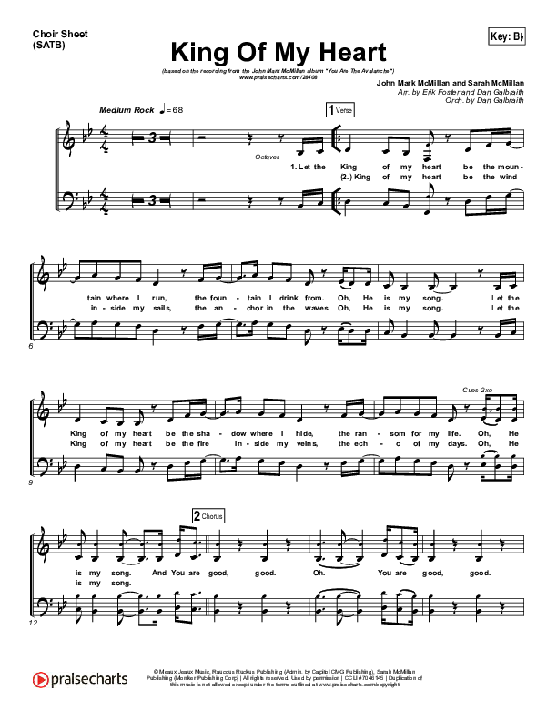 King Of My Heart Choir Vocals (SATB) (John Mark McMillan / Sarah McMillan)