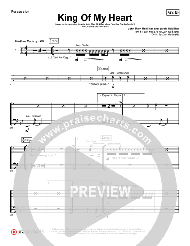 King Of My Heart Percussion (John Mark McMillan / Sarah McMillan)