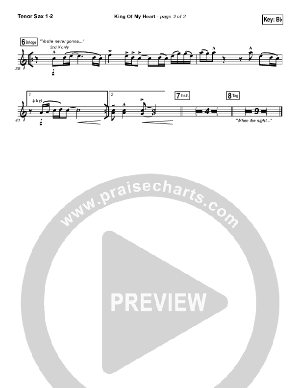 King Of My Heart Tenor Sax 1/2 (John Mark McMillan / Sarah McMillan)