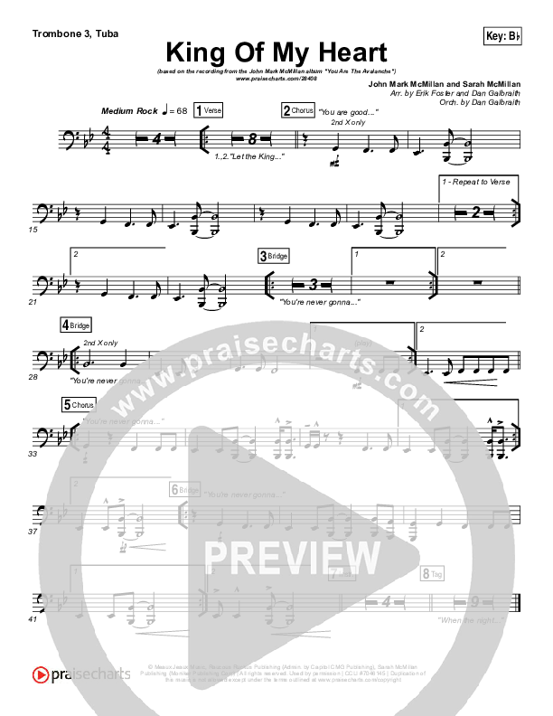 King Of My Heart Trombone 3/Tuba (John Mark McMillan / Sarah McMillan)