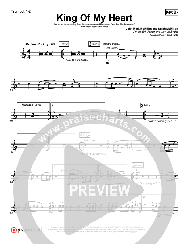King Of My Heart Trumpet 1,2 (John Mark McMillan / Sarah McMillan)