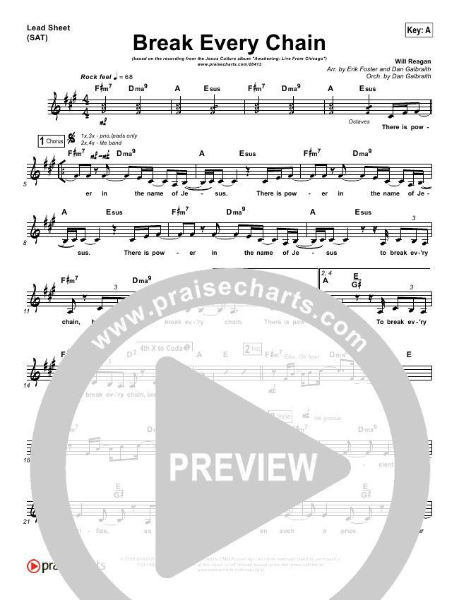 Break Every Chain Piano Chords Sheet and Chords Collection