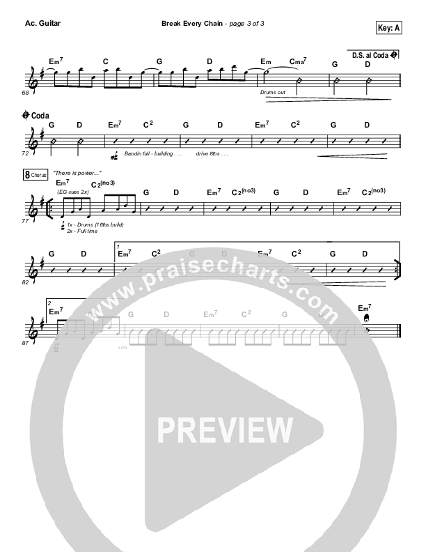 Break Every Chain Acoustic Guitar Sheet Music PDF (Jesus Culture