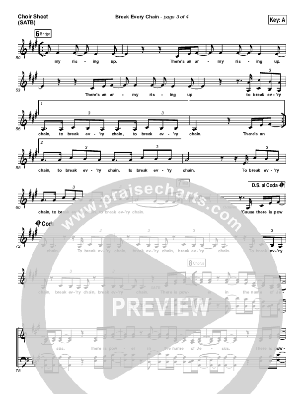 Break Every Chain Choir Sheet (SATB) (Jesus Culture / Kristene DiMarco)