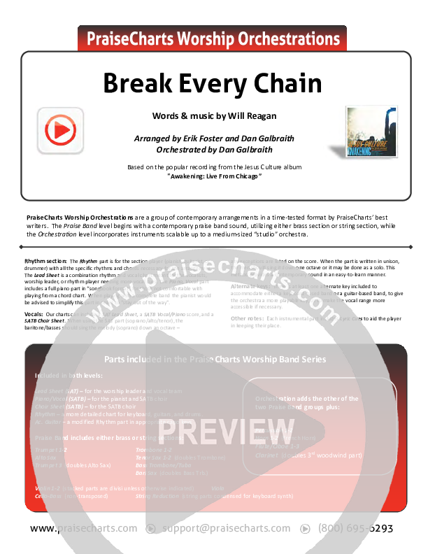 Break Every Chain Cover Sheet (Jesus Culture / Kristene DiMarco)