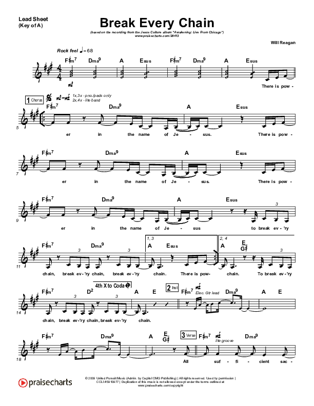 Break Every Chain Sheet Music PDF (Jesus Culture / Kristene DiMarco