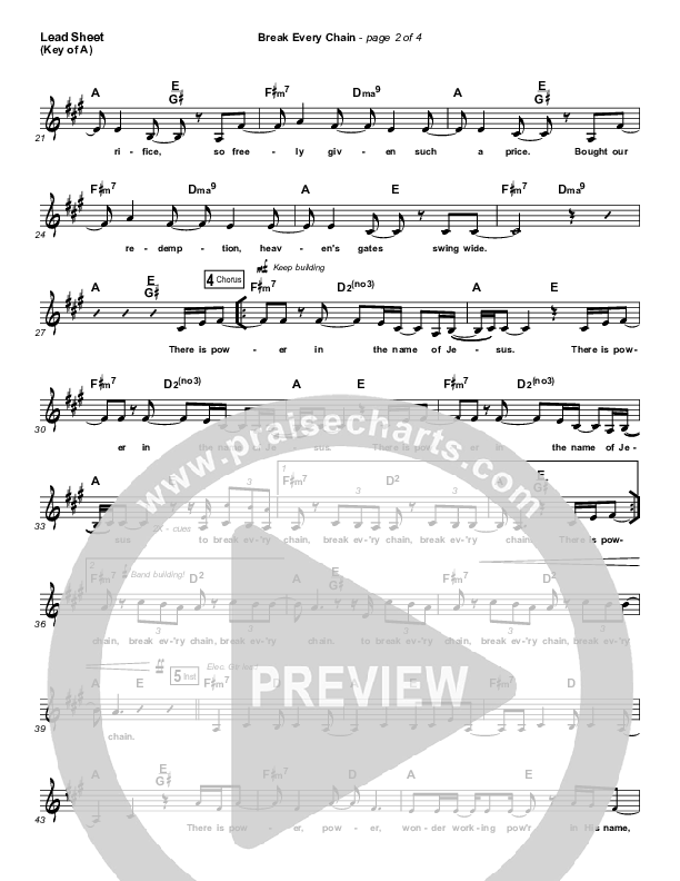 Break Every Chain Lead Sheet (Melody) (Jesus Culture / Kristene DiMarco)