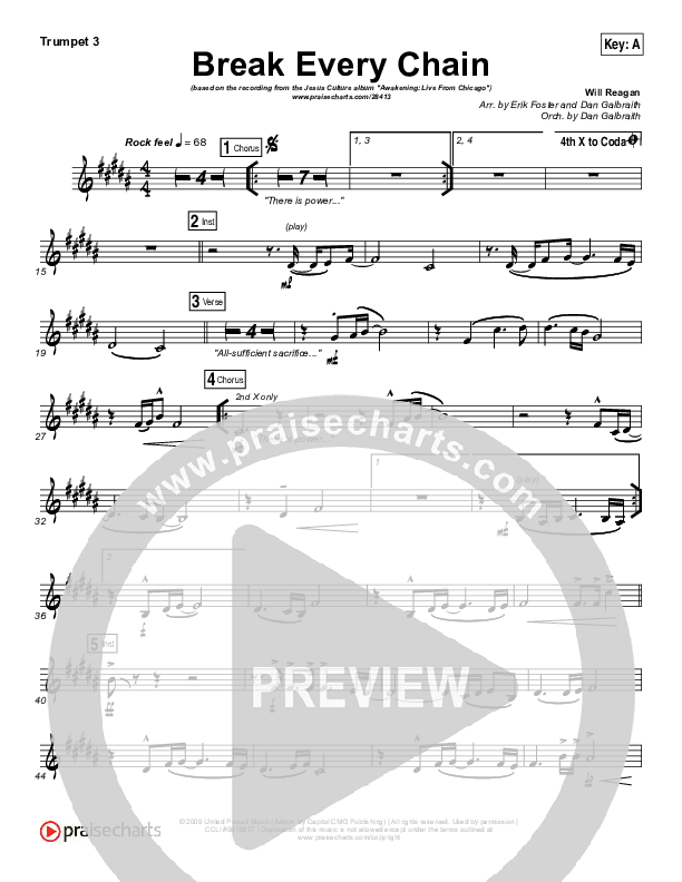 Break Every Chain Trumpet 3 (Jesus Culture / Kristene DiMarco)