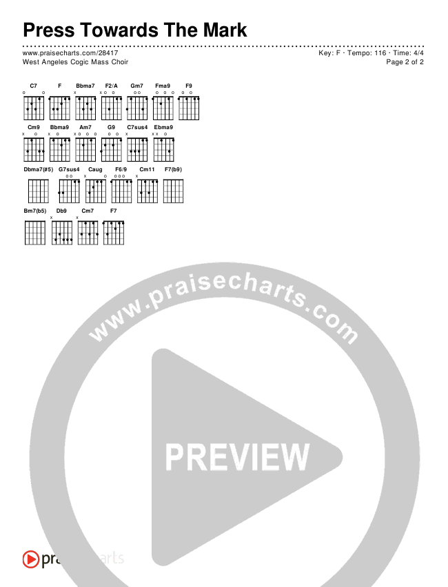 Press Towards The Mark Chords & Lyrics (West Angeles Cogic Mass Choir)