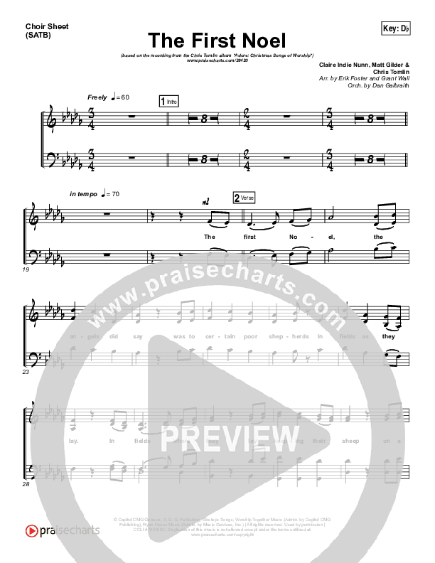 The First Noel Choir Sheet (SATB) (Chris Tomlin)