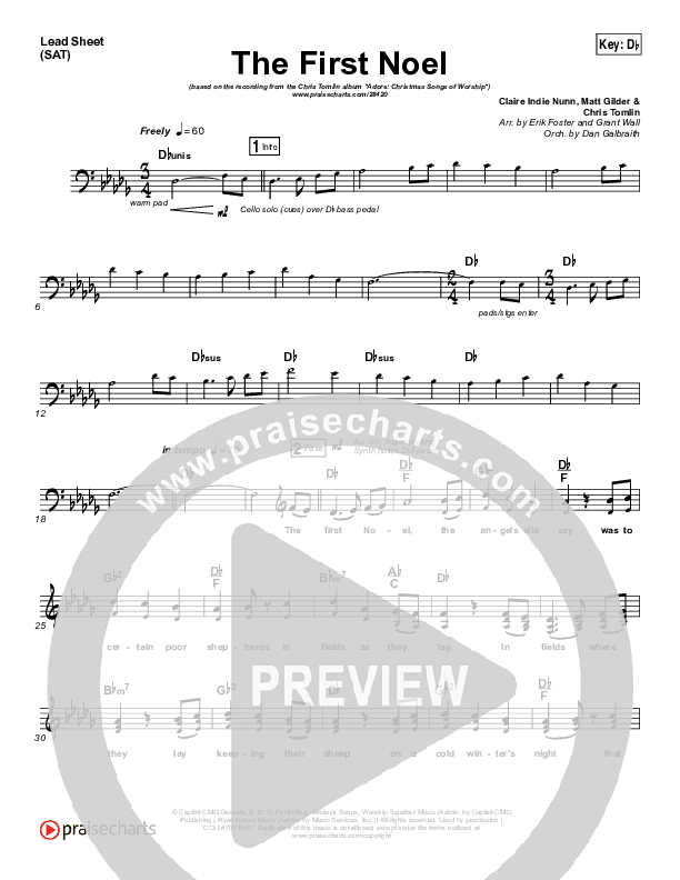 The First Noel Lead Sheet (SAT) (Chris Tomlin)