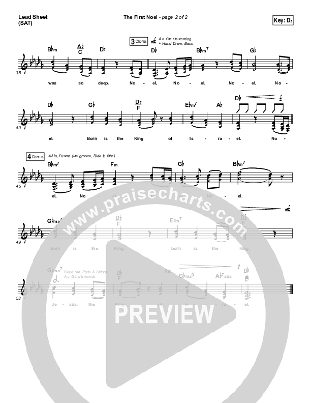 The First Noel Lead Sheet (SAT) (Chris Tomlin)