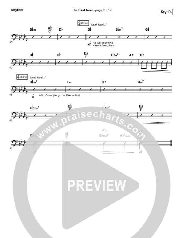 The First Noel Rhythm Chart (Chris Tomlin)