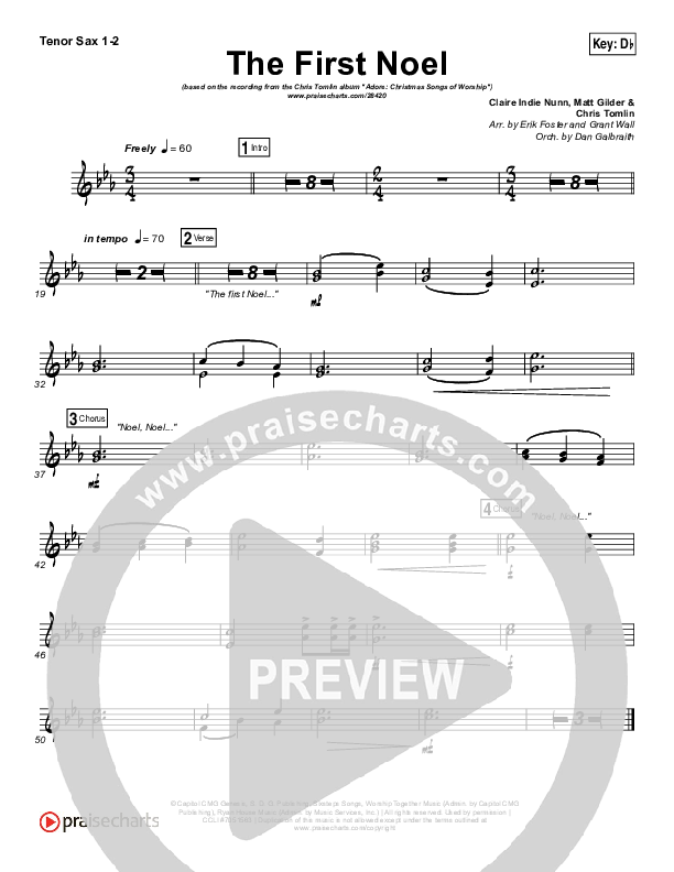 The First Noel Tenor Sax 1/2 (Chris Tomlin)