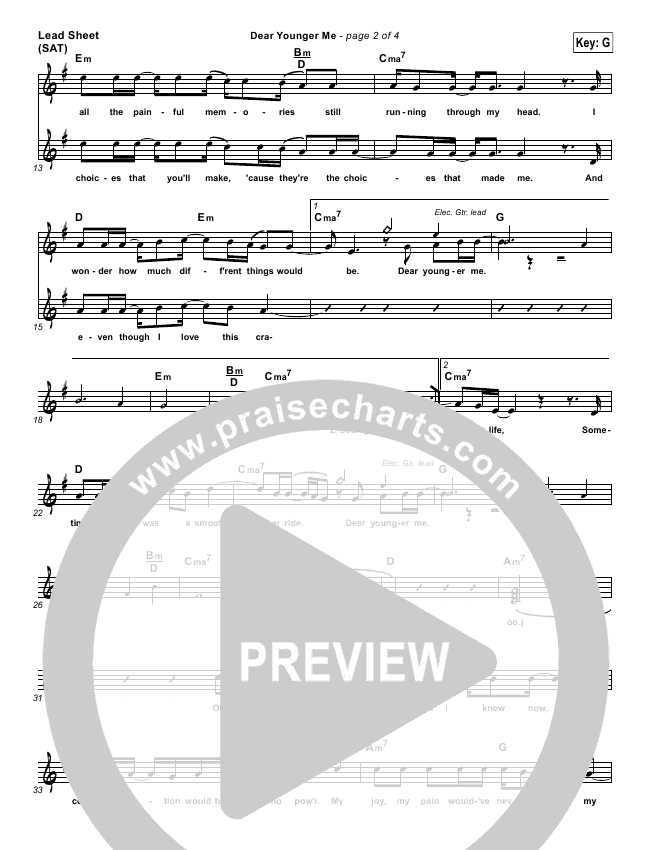 Dear Younger Me Sheet Music PDF (MercyMe) - PraiseCharts