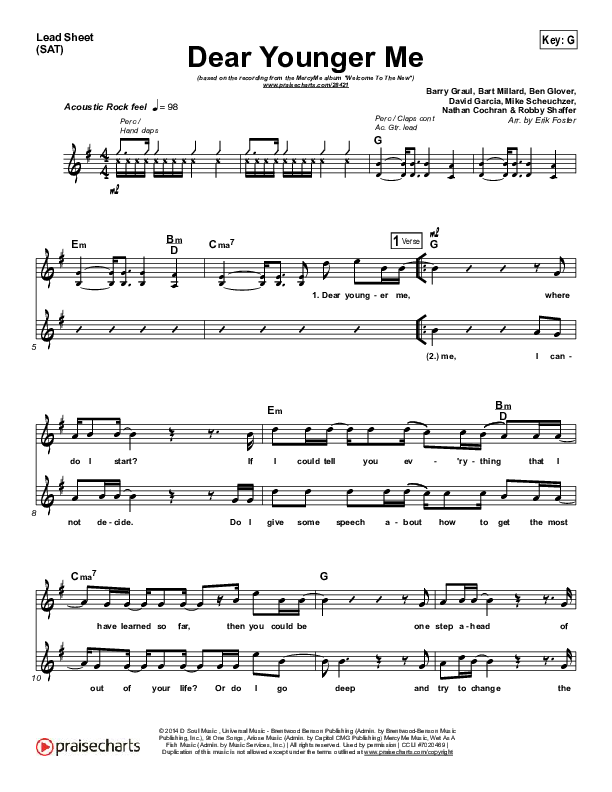Dear Younger Me Lead (SAT) (MercyMe)