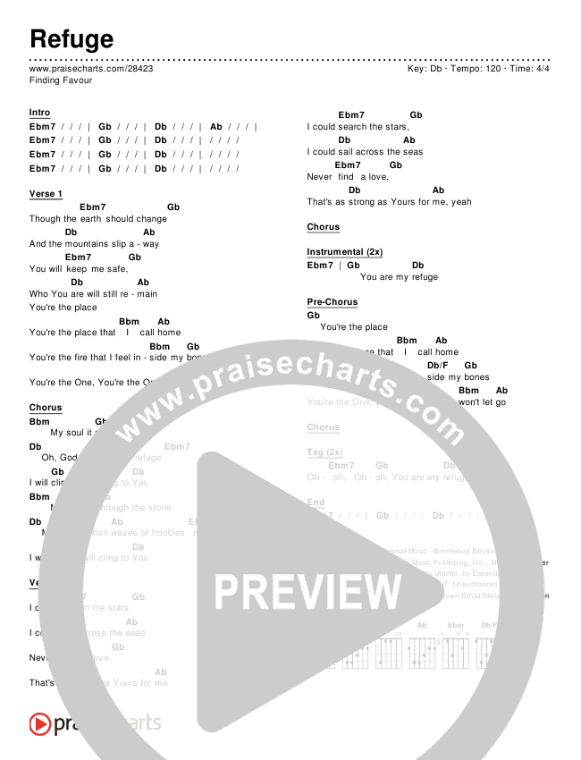 Refuge Chords & Lyrics (Finding Favour)