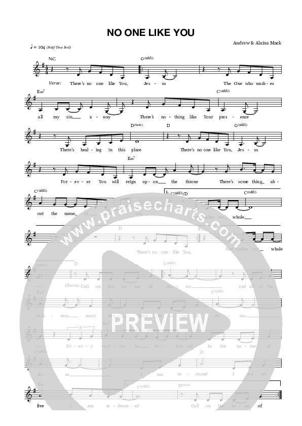 No One Like You Lead Sheet (Andrew & Alaina Mack)