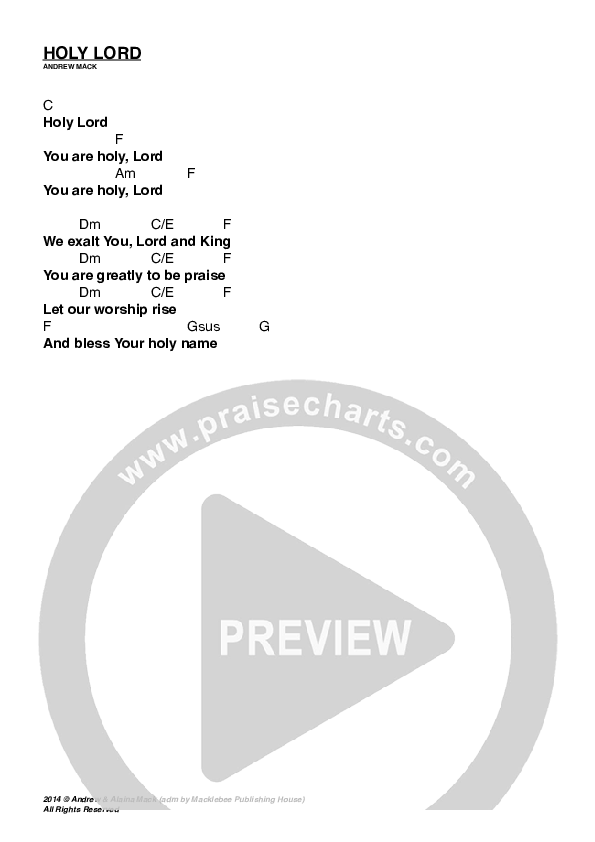 Holy Lord Chords & Lyrics (Andrew & Alaina Mack)