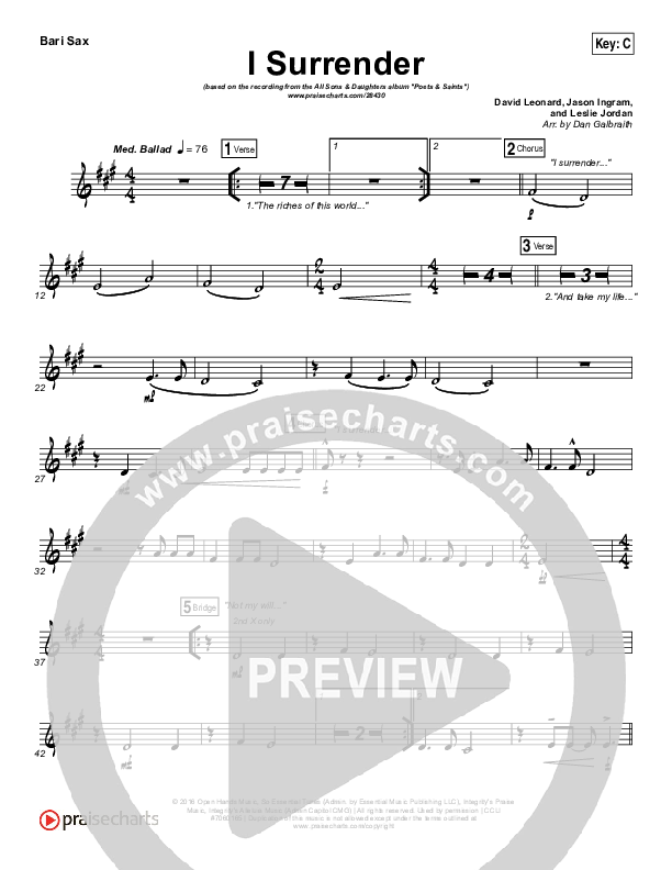 I Surrender Bari Sax (All Sons & Daughters)