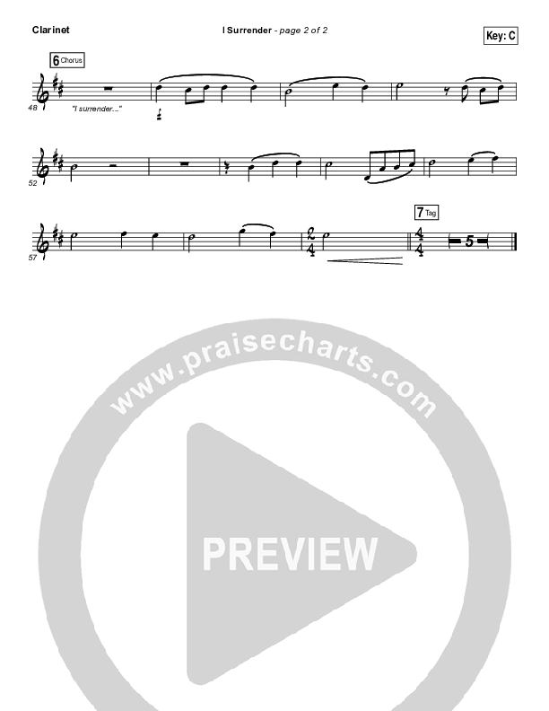 I Surrender Clarinet (All Sons & Daughters)