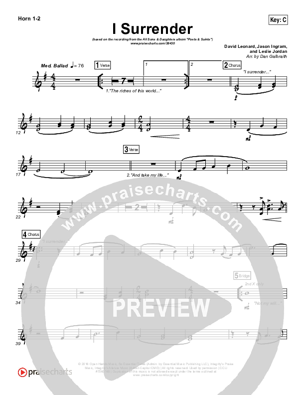 I Surrender French Horn 1/2 (All Sons & Daughters)