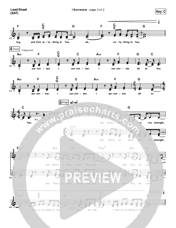 I Surrender Lead Sheet (SAT) (All Sons & Daughters)