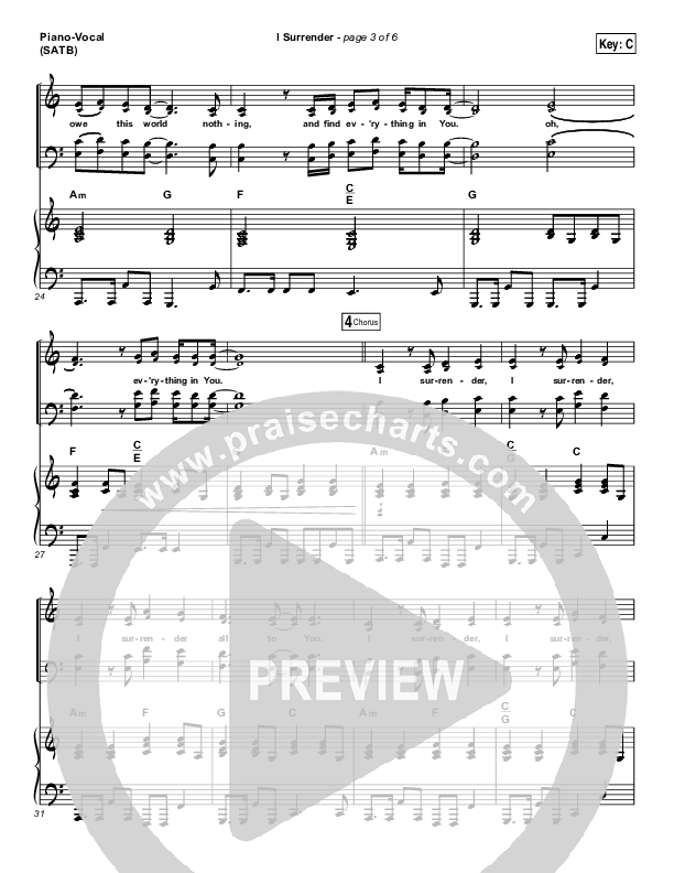 I Surrender Piano/Vocal (SATB) (All Sons & Daughters)