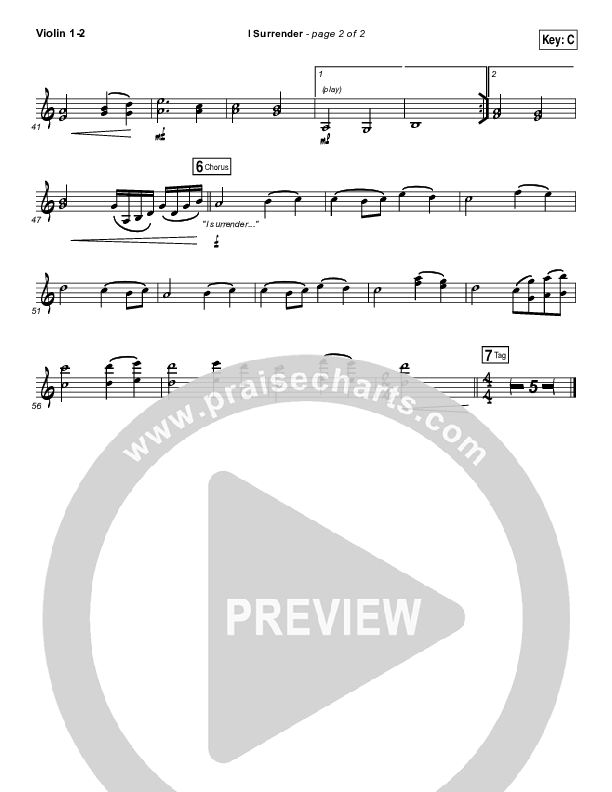 I Surrender Violin 1/2 (All Sons & Daughters)