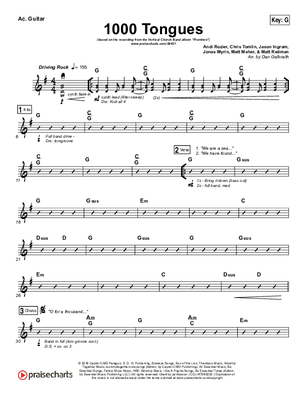 1000 Tongues Acoustic Guitar (Vertical Worship)