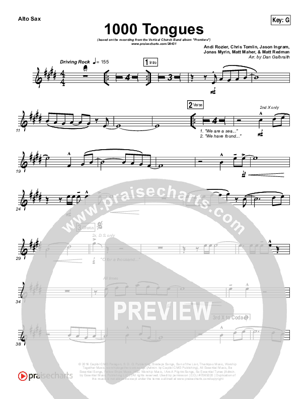 1000 Tongues Alto Sax (Vertical Worship)