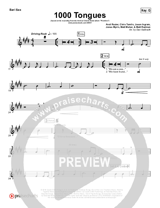 1000 Tongues Bari Sax (Vertical Worship)