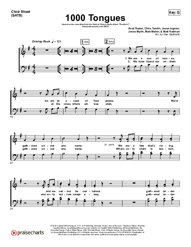 1000 Tongues Choir Vocals (SATB) (Vertical Worship)
