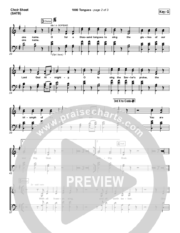 1000 Tongues Choir Sheet (SATB) (Vertical Worship)