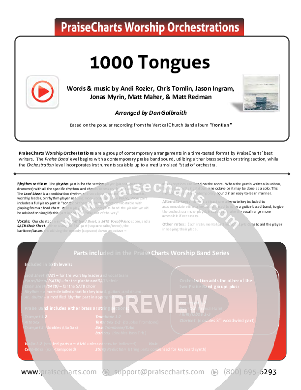 1000 Tongues Cover Sheet (Vertical Worship)