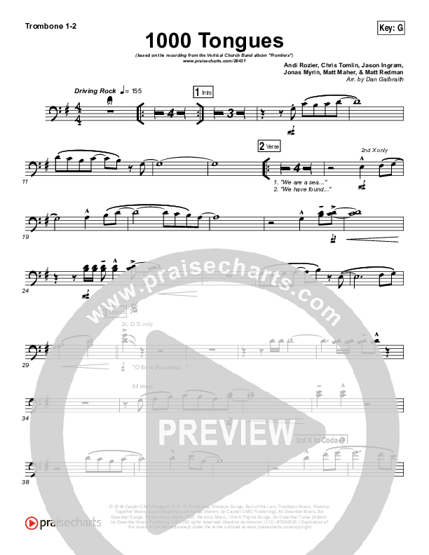 1000 Tongues Trombone 1/2 (Vertical Worship)