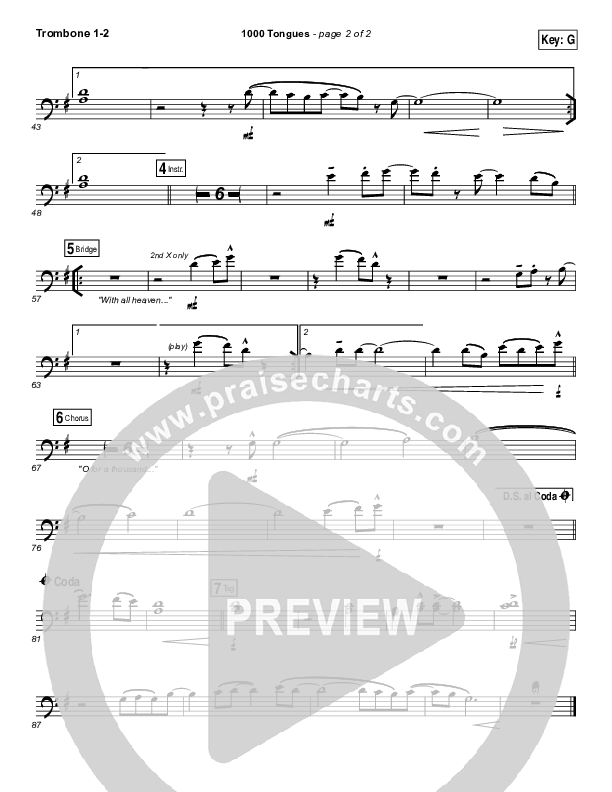 1000 Tongues Trombone 1/2 (Vertical Worship)