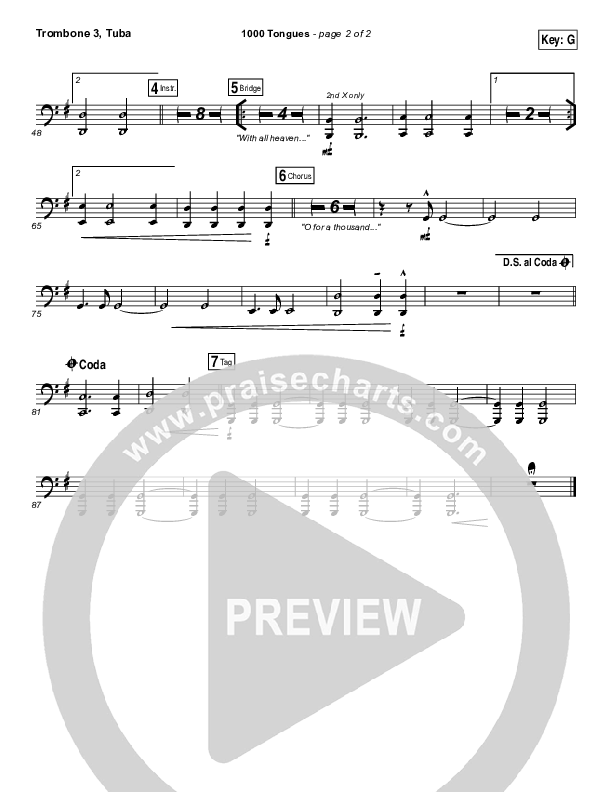 1000 Tongues Trombone 3/Tuba (Vertical Worship)