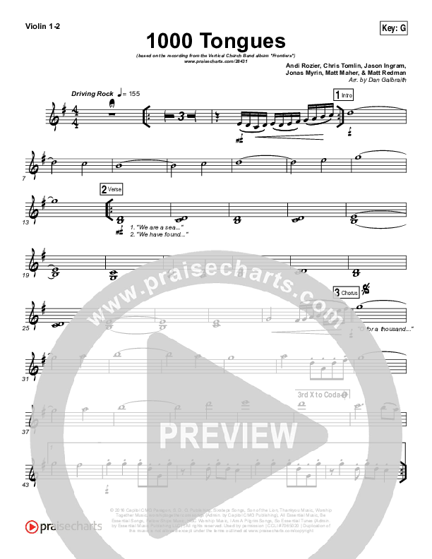 1000 Tongues Violin 1/2 (Vertical Worship)
