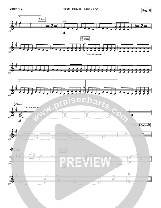 1000 Tongues Violin 1/2 (Vertical Worship)