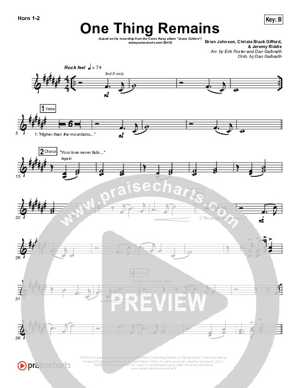 One Thing Remains French Horn 1/2 (Jesus Culture)