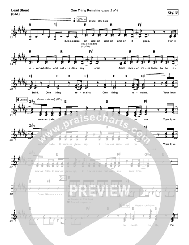 One Thing Remains Lead Sheet (SAT) (Jesus Culture)