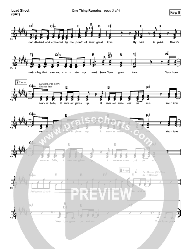 One Thing Remains Lead Sheet (SAT) (Jesus Culture)