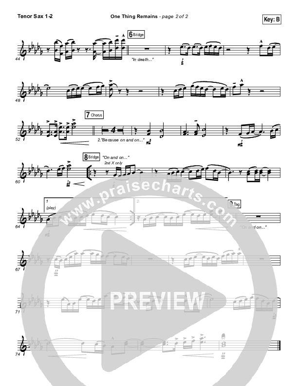 One Thing Remains Tenor Sax 1/2 (Jesus Culture)