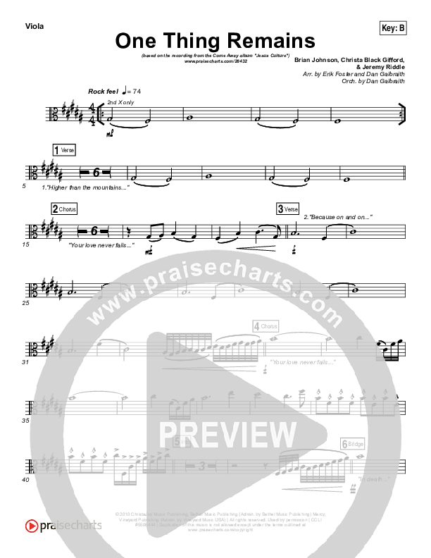 One Thing Remains Viola (Jesus Culture)