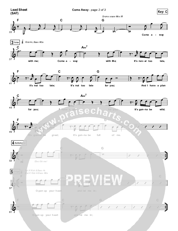 Come Away Lead (SAT) (Jesus Culture / Chris Quilala)